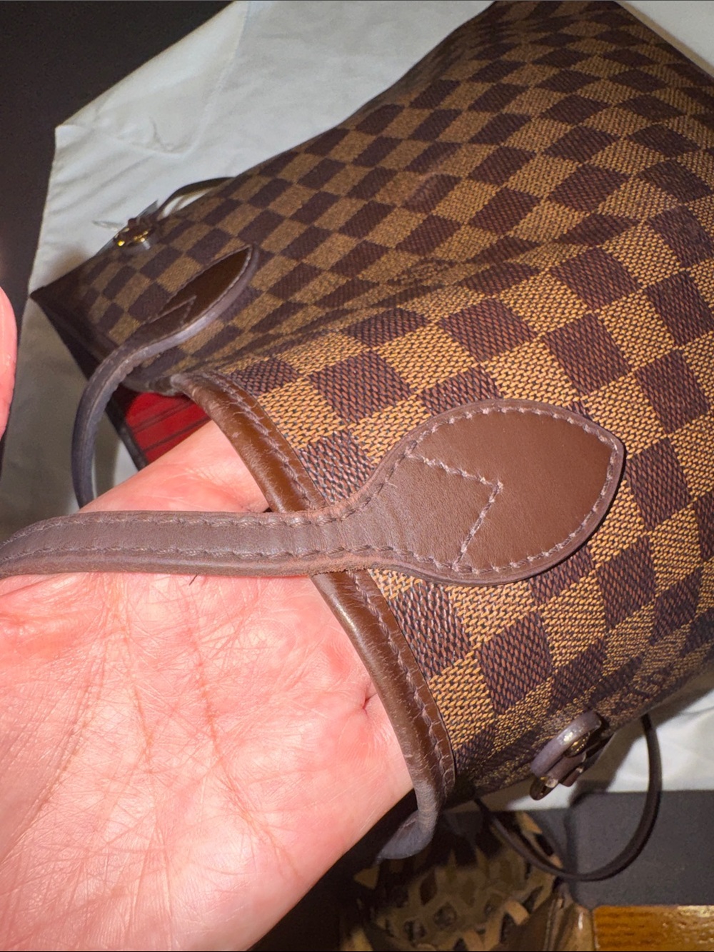 Designer-Style Brown Check Tote Bag - Classic Brown - Picture 2 of 11